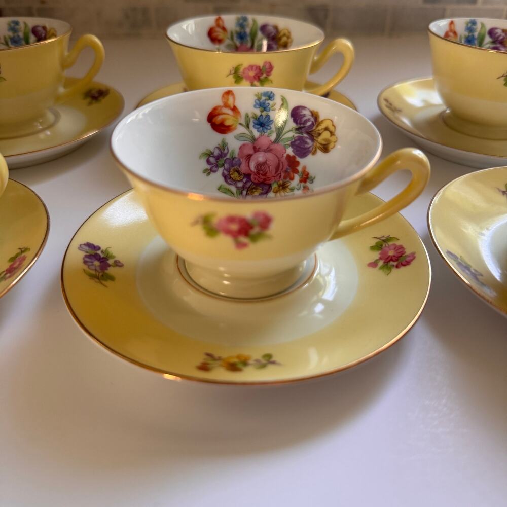 Noritake Hand Painted Demitasse Espresso Cup Saucer Set 12 Pc Japan 1918–1941